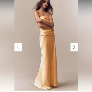 Mare Mare Strapless Satin Gown in Gold from Anthropologie